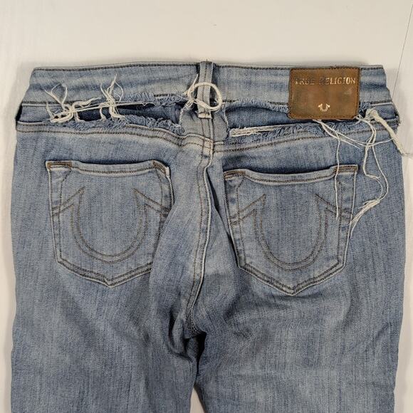 True Religion Halle Skinny Jeans Women’s 26 Blue Patchwork Distressed Denim - Picture 5 of 15